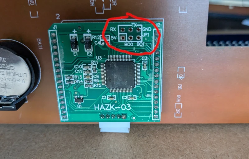 The HAZK-03 module with UART pins exposed